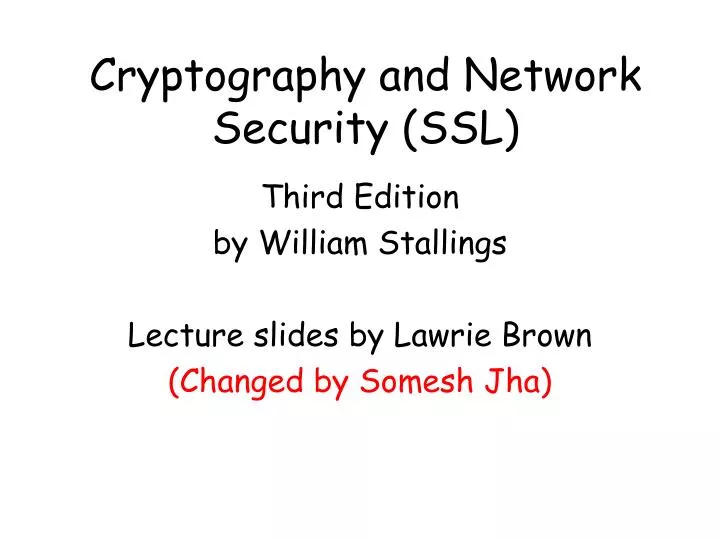 cryptography and network security ssl