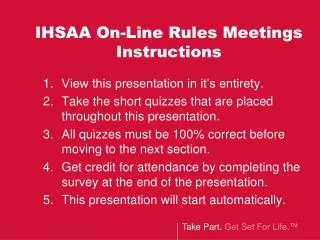 IHSAA On-Line Rules Meetings Instructions