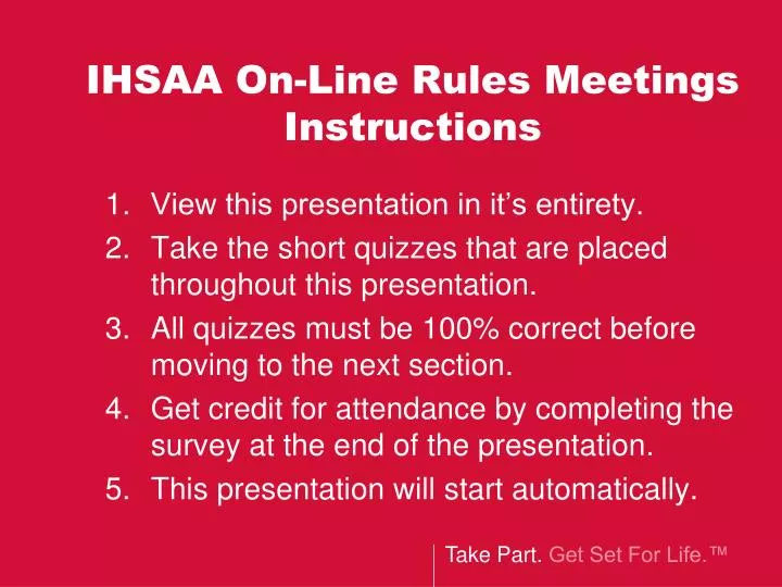 ihsaa on line rules meetings instructions