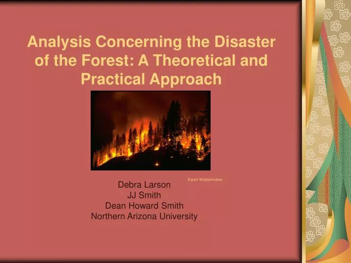 analysis concerning the disaster of the forest a theoretical and practical approach