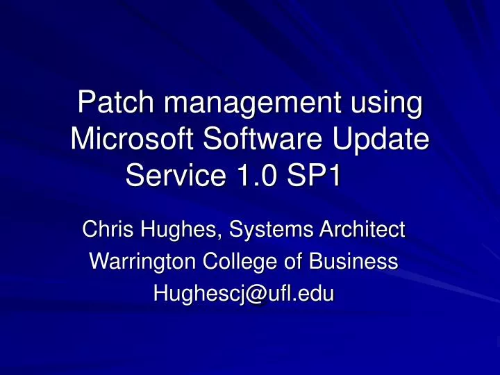 patch management using microsoft software update service 1 0 sp1
