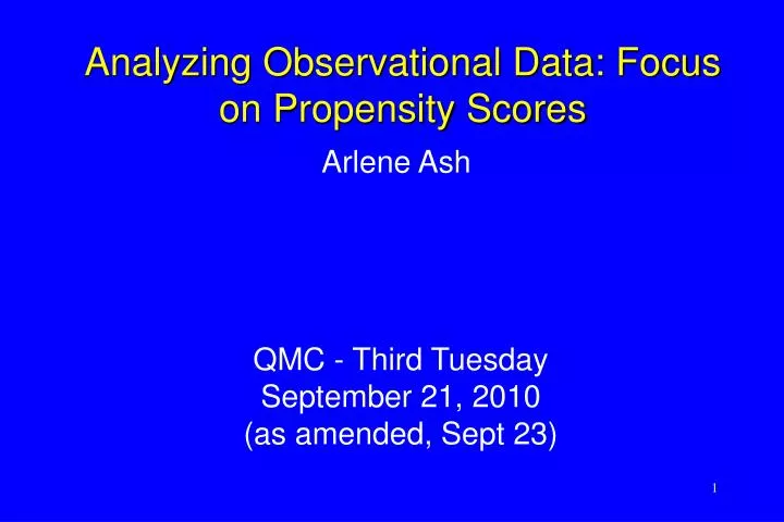 analyzing observational data focus on propensity scores