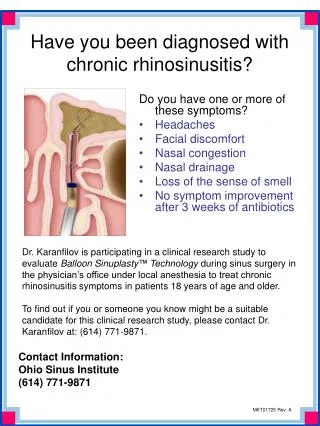 Have you been diagnosed with chronic rhinosinusitis?