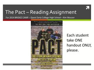 The Pact – Reading Assignment