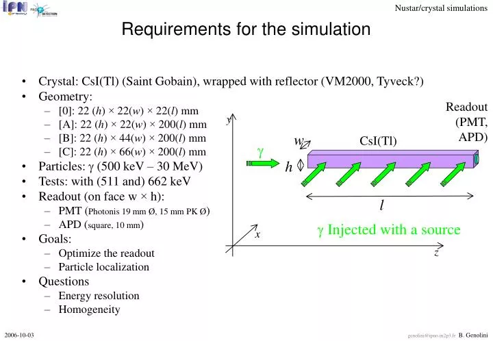 requirements for the simulation