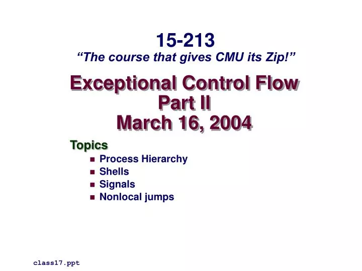 exceptional control flow part ii march 16 2004