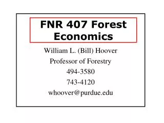 FNR 407 Forest Economics