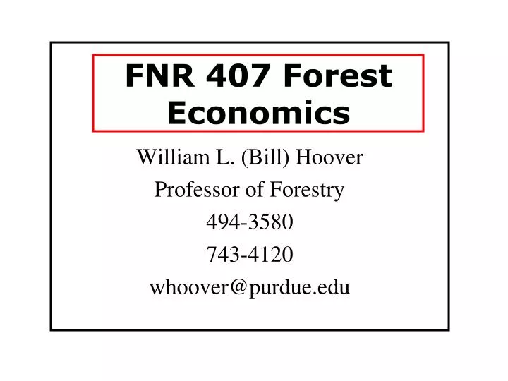 fnr 407 forest economics