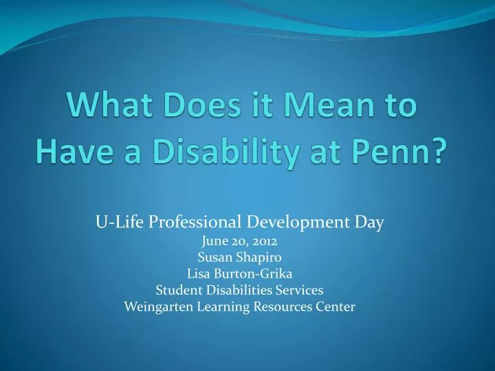 what does it mean to have a disability at penn