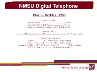 DIALING INSTRUCTIONS CAMPUS CALLS Administration …………… … .. ……………… ..6-xxxx