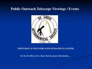 Public Outreach Telescope Viewings / Events