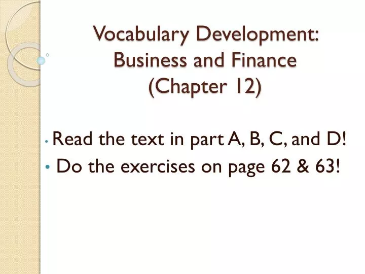 vocabulary development business and finance chapter 12