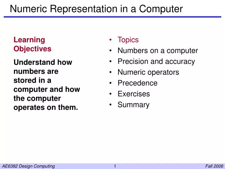 numeric representation in a computer