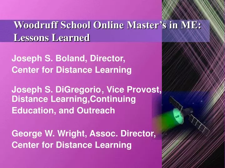 woodruff school online master s in me lessons learned