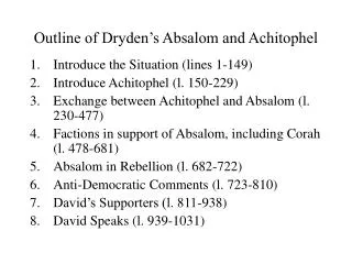 Outline of Dryden’s Absalom and Achitophel