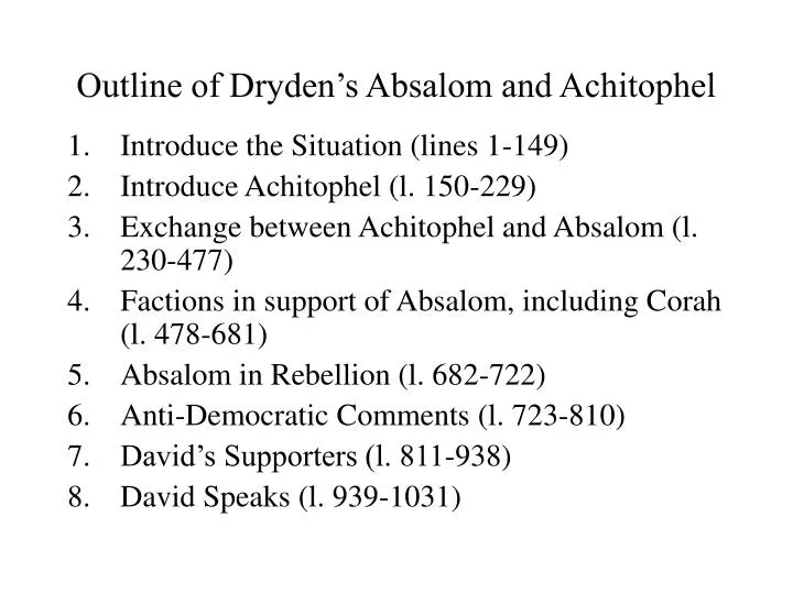 outline of dryden s absalom and achitophel