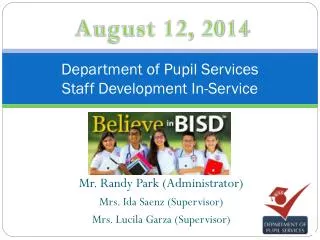 Department of Pupil Services Staff Development In-Service