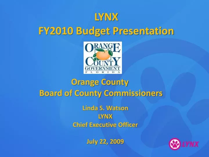 lynx fy2010 budget presentation