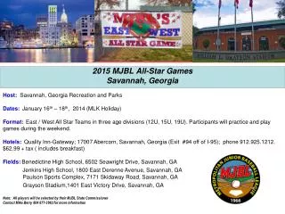 2015 MJBL All-Star Games Savannah, Georgia