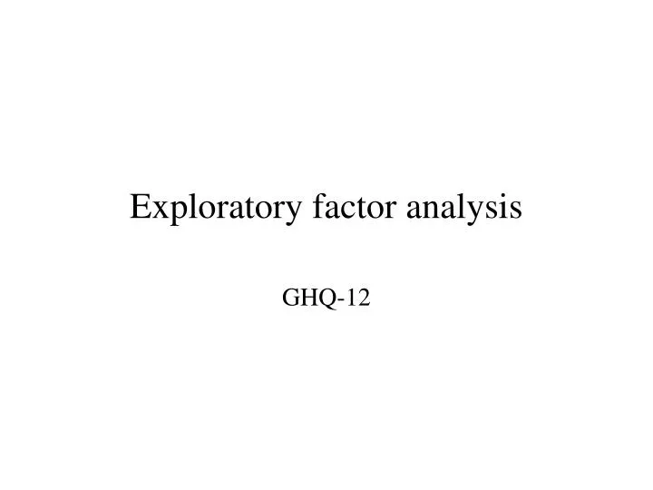 exploratory factor analysis