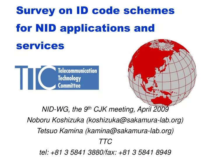survey on id code schemes for nid applications and services