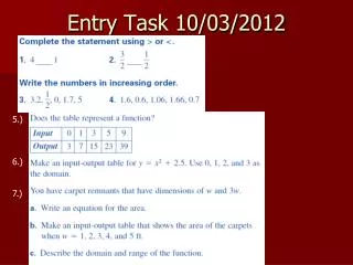 Entry Task 10/03/2012