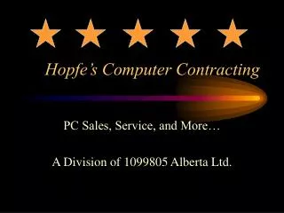 Hopfe’s Computer Contracting