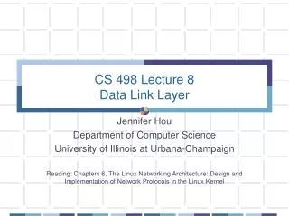 CS 498 Lecture 8 Data Link Layer