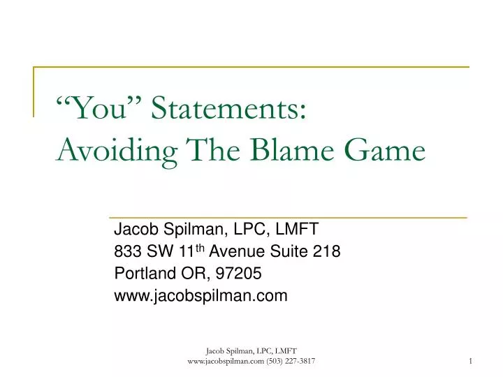 you statements avoiding the blame game