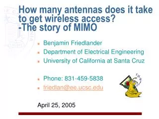 How many antennas does it take to get wireless access? -The story of MIMO