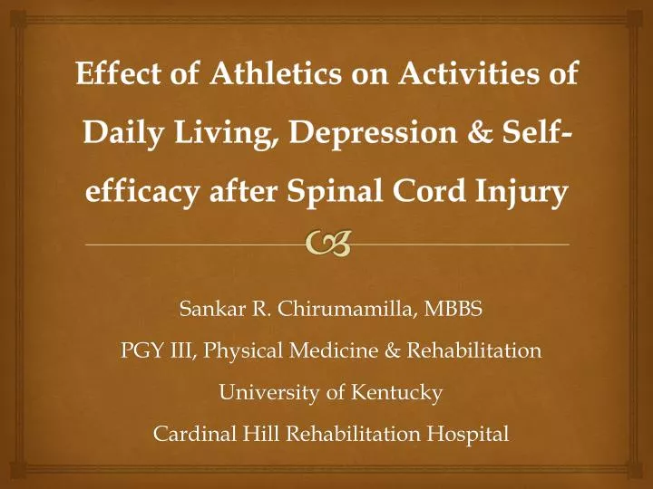 effect of athletics on activities of daily living depression self efficacy after spinal cord injury