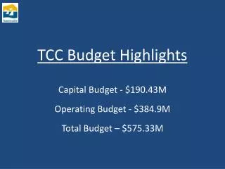 TCC Budget Highlights