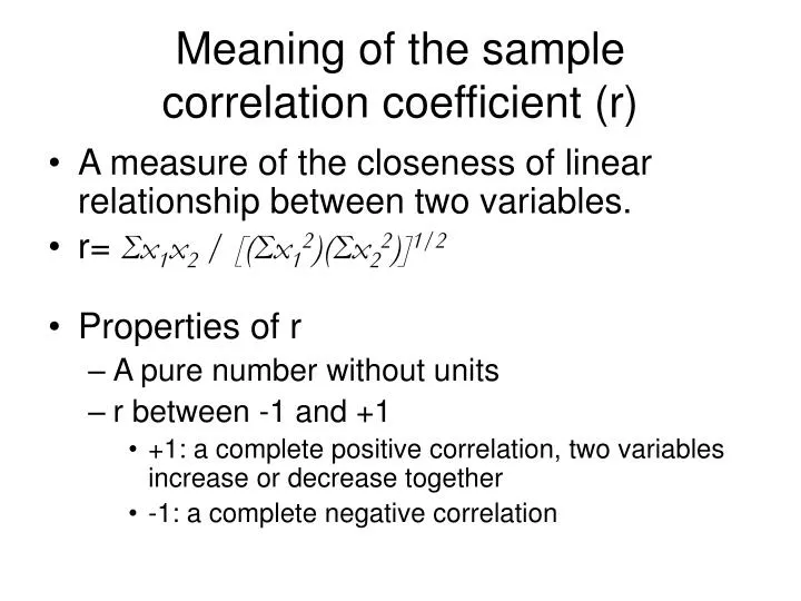 meaning of the sample correlation coefficient r