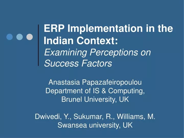 erp implementation in the indian context examining perceptions on success factors