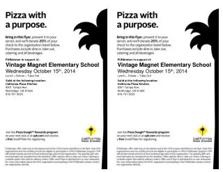Valid at the following location: California Pizza Kitchen 9301 Tampa Ave.