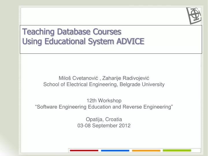 teaching database courses using educational system advice