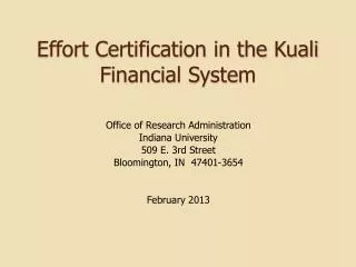 Effort Certification in the Kuali Financial System