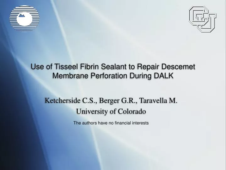 use of tisseel fibrin sealant to repair descemet membrane perforation during dalk