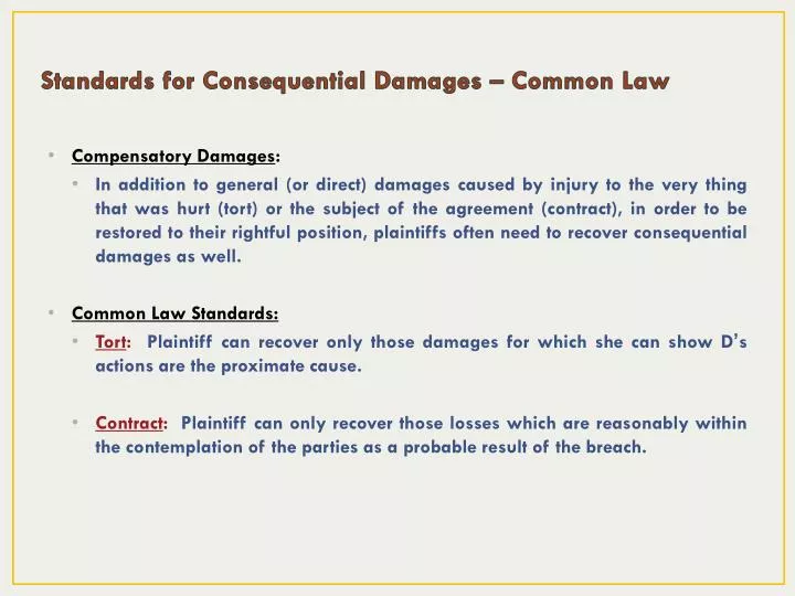 standards for consequential damages common law