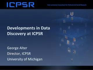 Developments in Data Discovery at ICPSR
