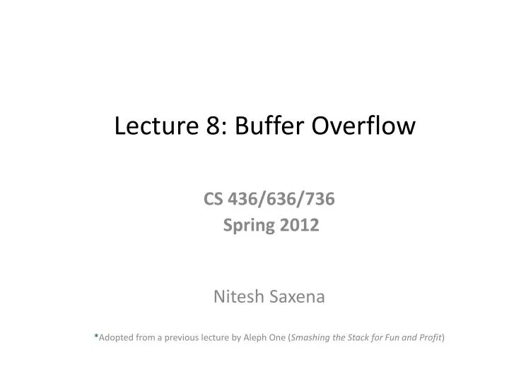 lecture 8 buffer overflow