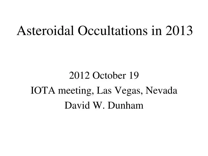 asteroidal occultations in 2013