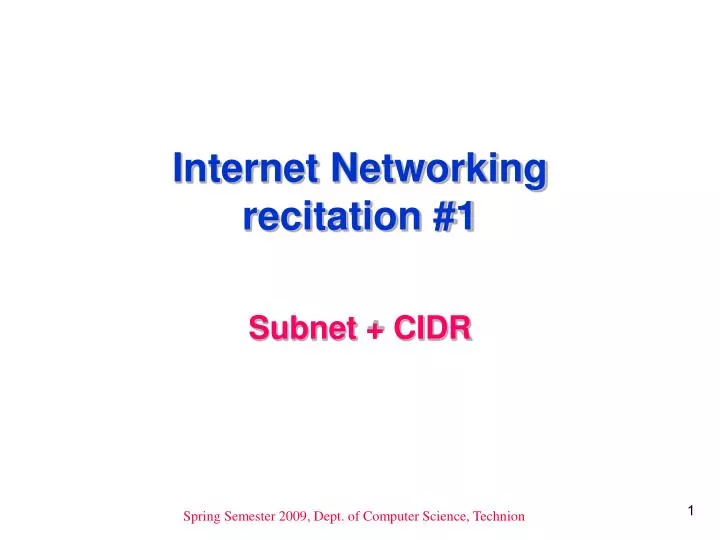 internet networking recitation 1