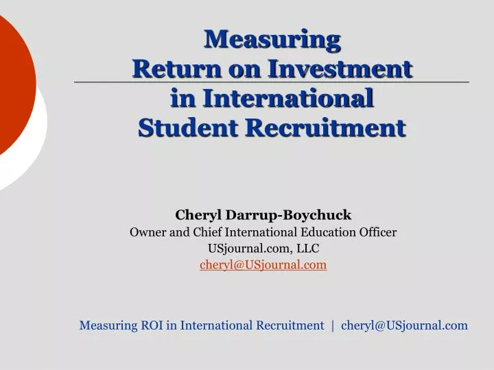 measuring return on investment in international student recruitment