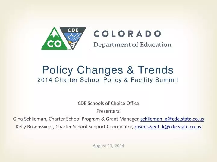 policy changes trends 2014 charter school policy facility summit