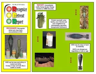 RECOGNIZE : Recognize when you may have encountered a UXO