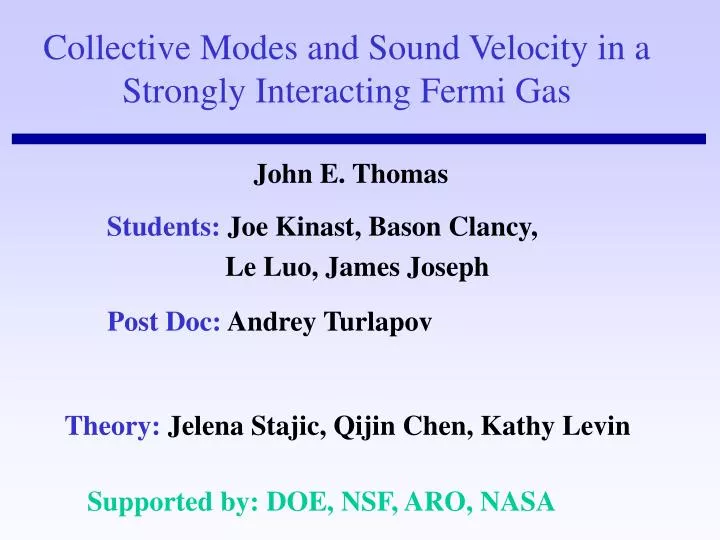 collective modes and sound velocity in a strongly interacting fermi gas