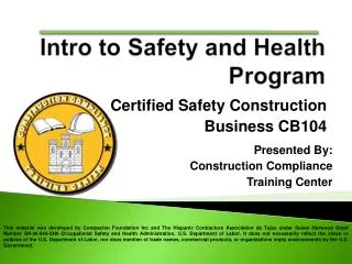 Certified Safety Construction Business CB104