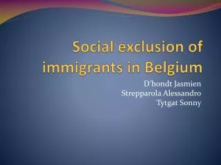 Social exclusion of immigrants in Belgium