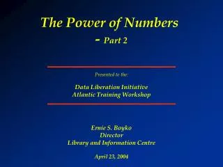 The Power of Numbers - Part 2
